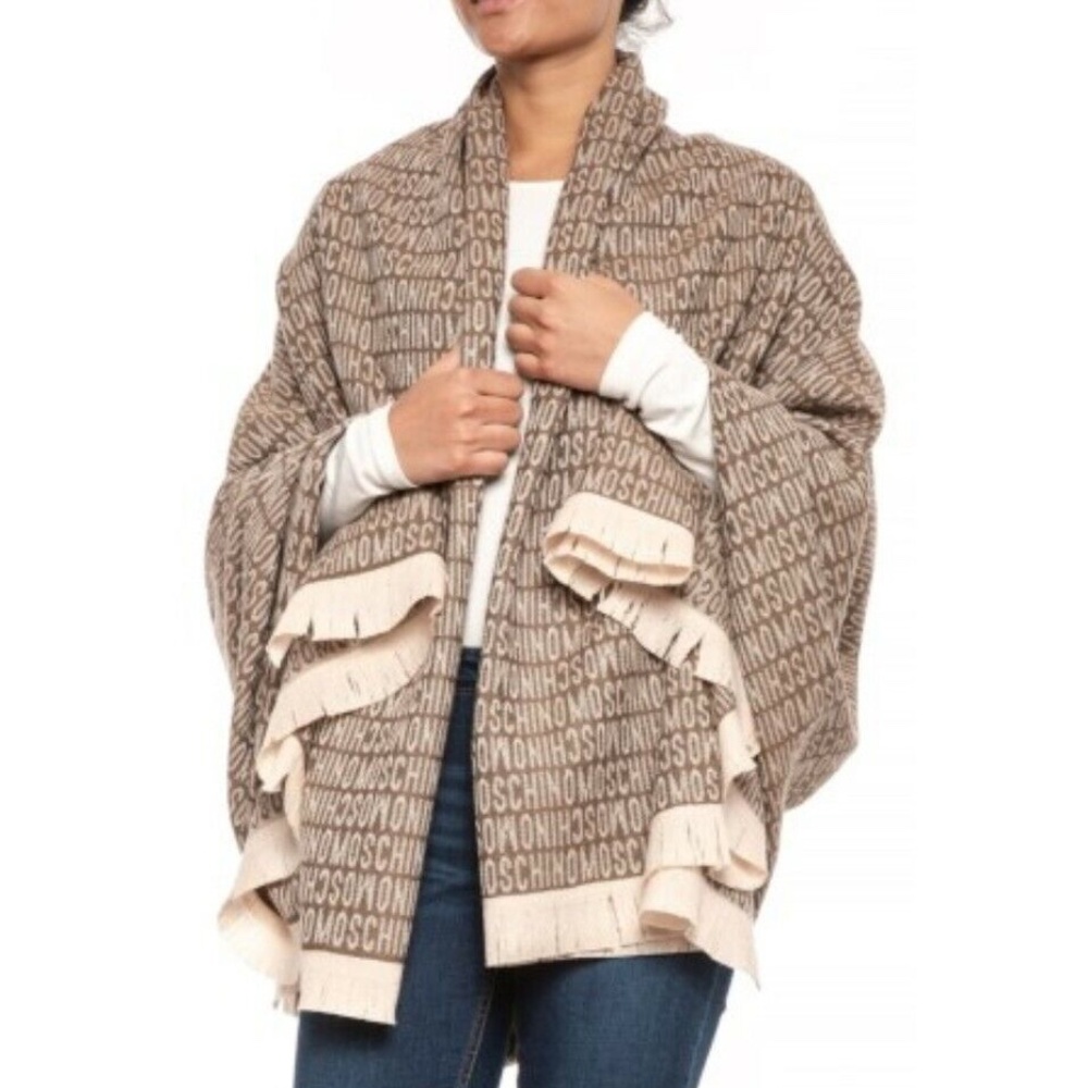 NWOT Moschino Wool Blanket Scarf Brown Tan Scarf Christmas Gift Birthday Present